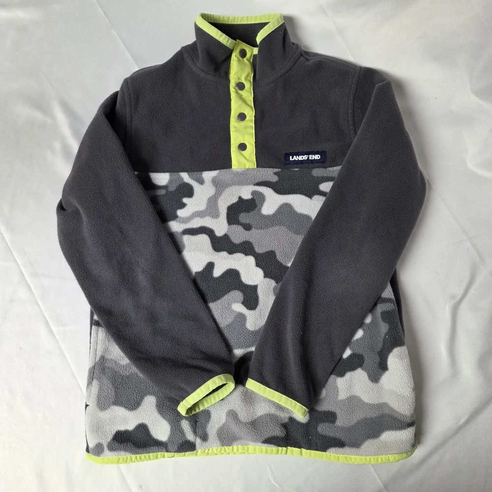 Lands' End Gray‎ and Neon Green Kids Sweatshirt Size 8